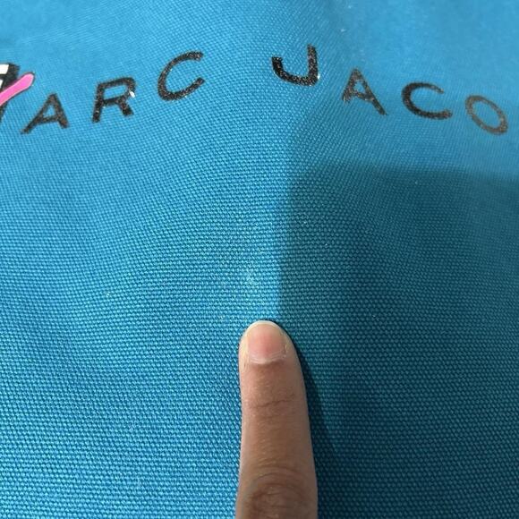 Marc Jacobs x MTV Blue Canvas Tote Bag - Used Stylish Graphic Logo Shopper Bag - Picture 8 of 8